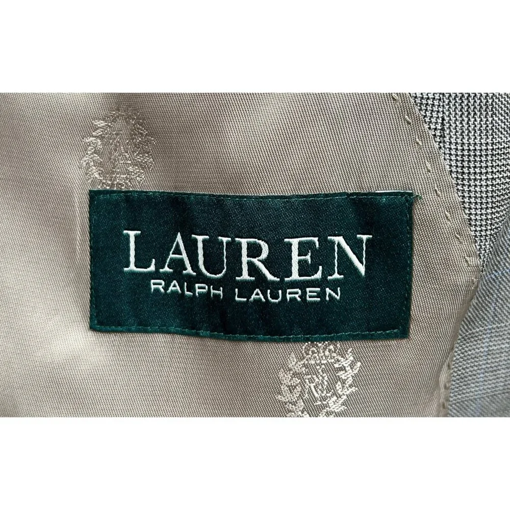 Lauren Ralph Lauren Men’s Blazer 44R Gray‎ Wool Glen Plaid Classic Jacket Preppy